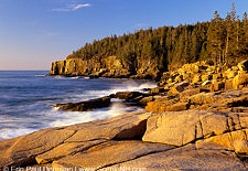Acadia National Park located on Mount Desert Island, Maine USA which is part of scenic New England. Otter Cliff is off in the distance.