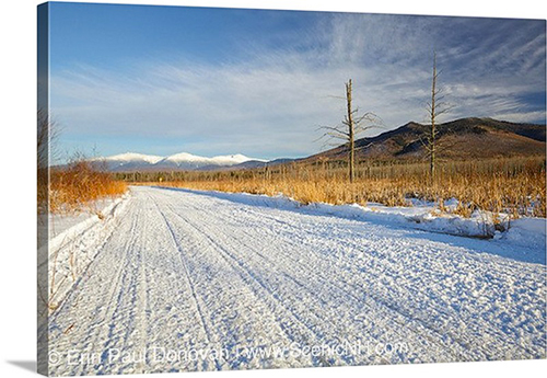 Pondicherry Wildlife Refuge Canvas Prints - Scenic view of Mount Washington and the Presidential Range from along the Presidential Range Rail Trail / Cohos Trail near Cherry Pond in Jefferson, New Hampshire. Pondicherry offers some of the most breathtaking scenery in New England and this scenes looks incredible on canvas.