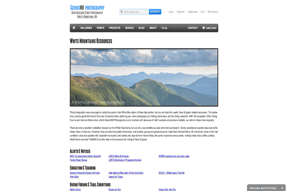 Click here to be taken to the White Mountains, New Hampshire Resource Page