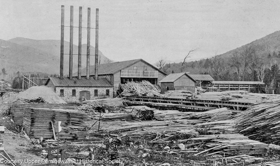 December history, J.E Henry's first mill in Lincoln, New Hampshire. Courtesy of the Upper Pemigewasset Historical Society.