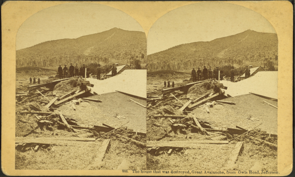 Cherry Mountain Landslide. The Miriam and Ira D. Wallach Division of Art, Prints and Photographs: Photography Collection, The New York Public Library. The House that was destroyed, Great Avalanche, from Owl's Head, Jefferson.