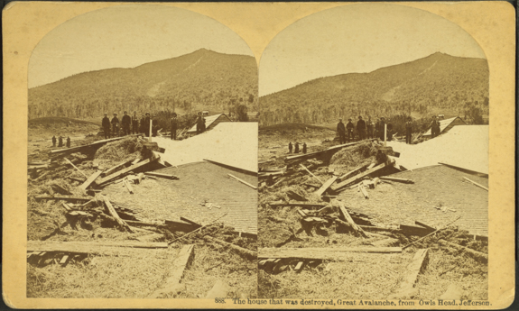 The Miriam and Ira D. Wallach Division of Art, Prints and Photographs: Photography Collection, The New York Public Library. The House that was destroyed, Great Avalanche, from Owl's Head, Jefferson.